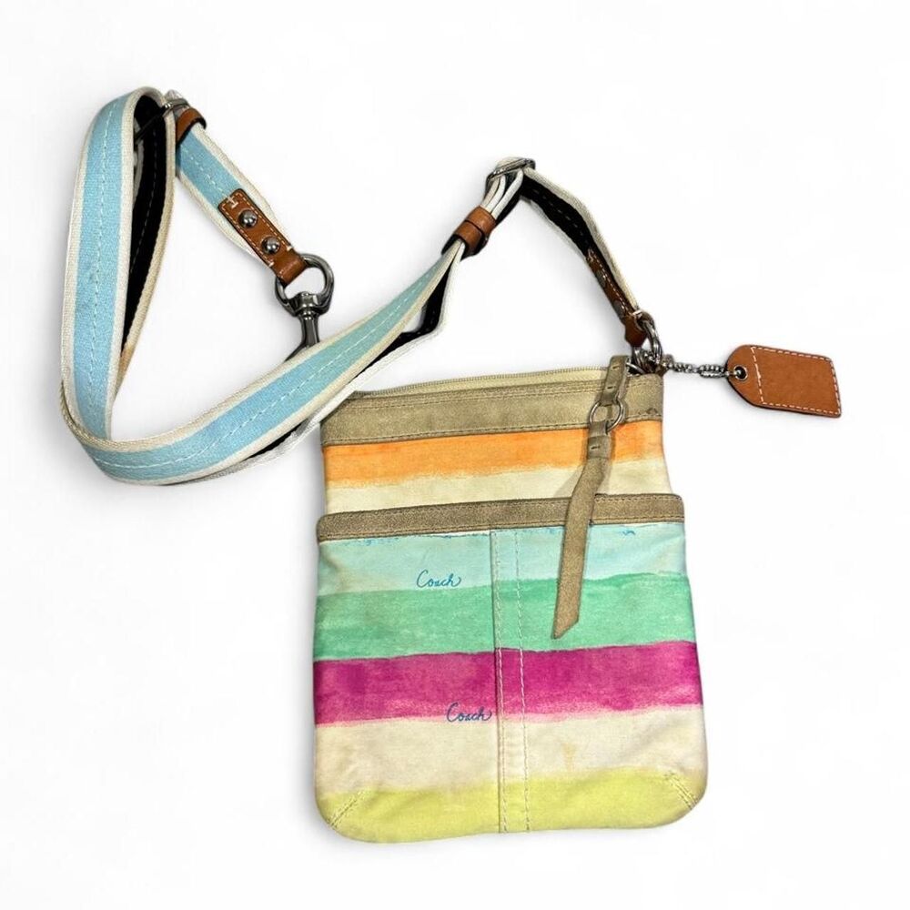 Vintage 2006 COACH Hampton Multicolor Watercolor Stripe Small Crossbody Bag